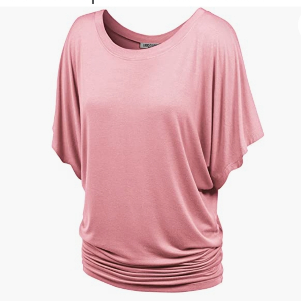 NWT Lock and Love Women's Solid Short Sleeve Blouse